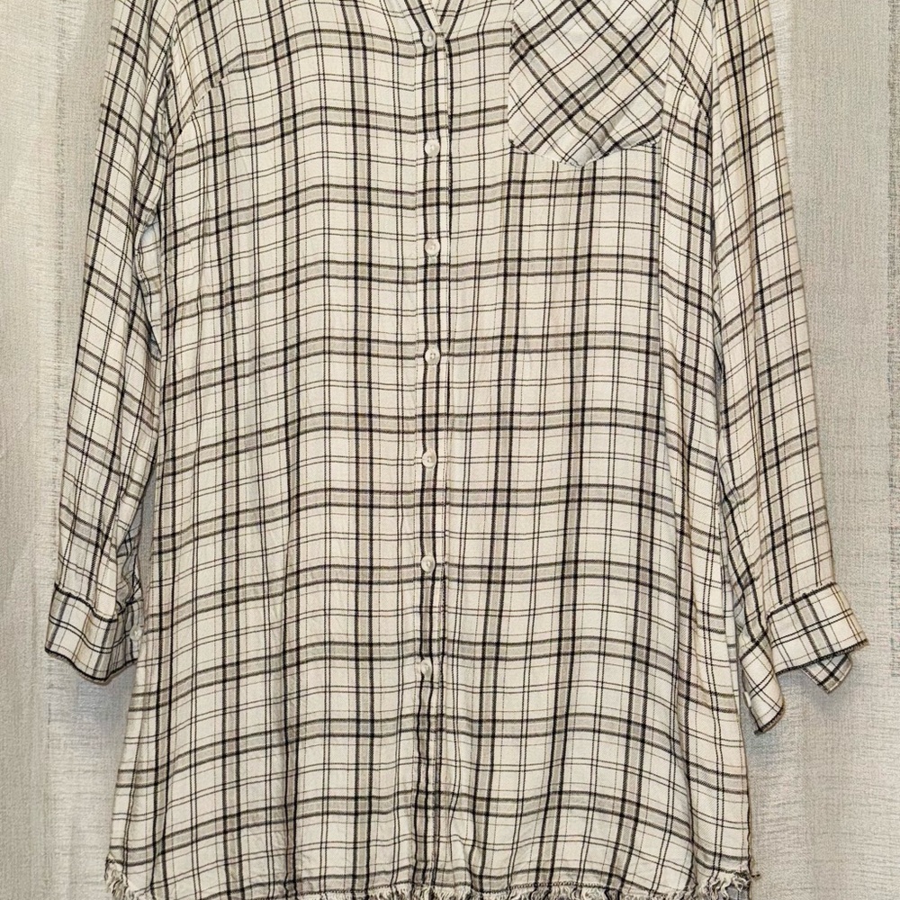Cloth & Stone Black and White Plaid Shirt